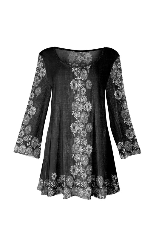 Bold Print Tunic-Black White