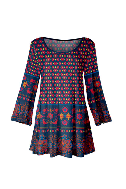 Bold Print Tunic-Black Red White