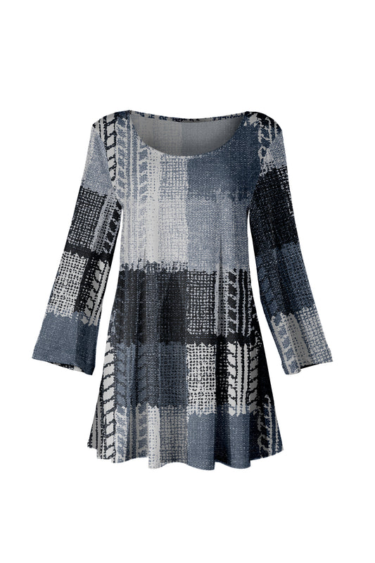 Bold Print Tunic-Navy Grey