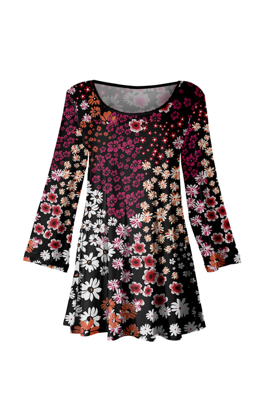 Bold Print Tunic-Burgendy Red White