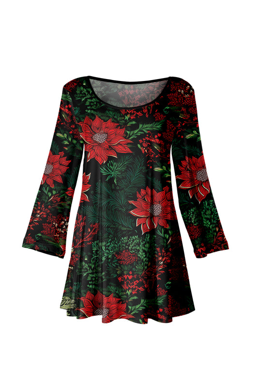 Bold Print Tunic-Black Red