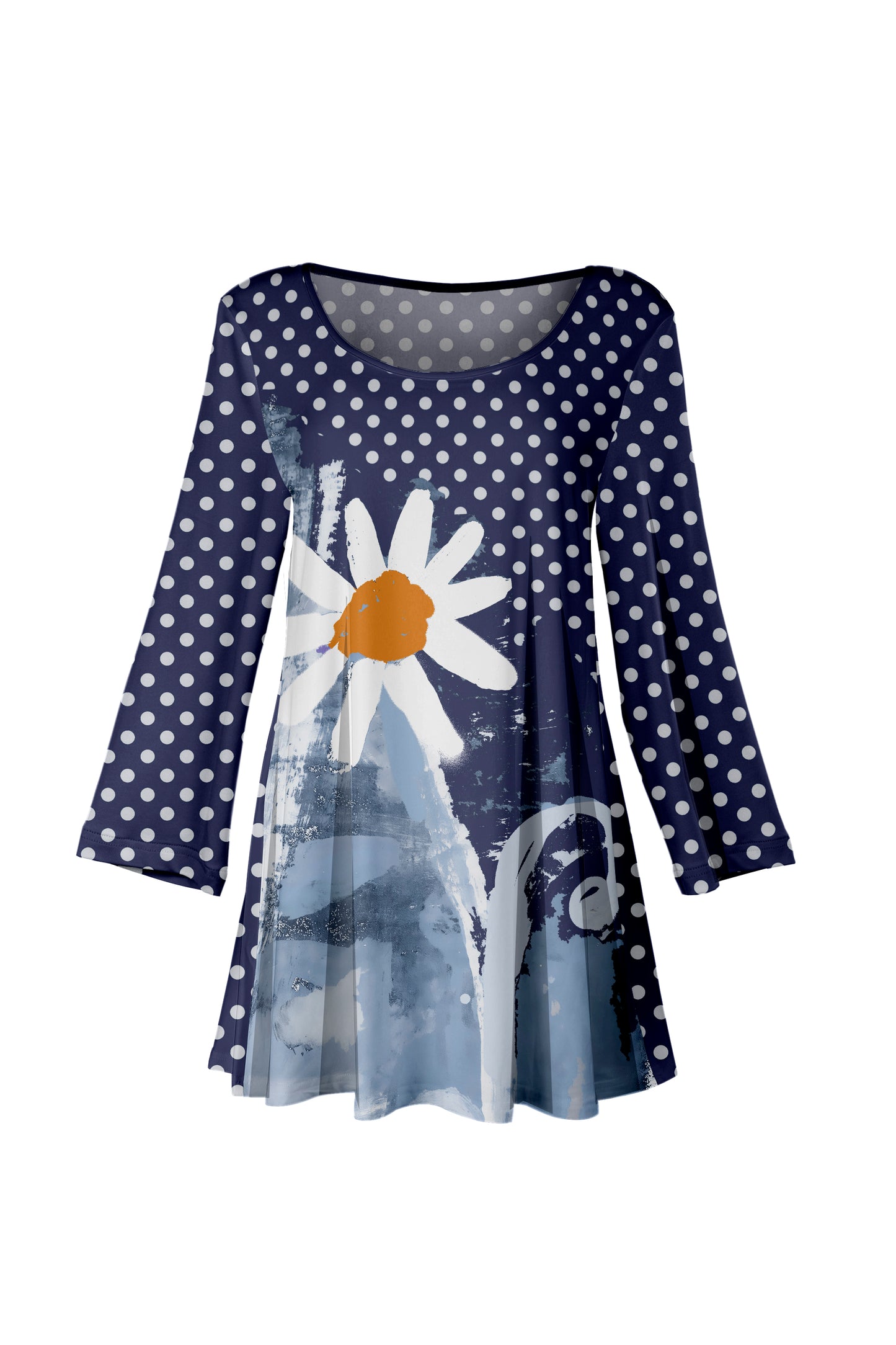 Bold Print Tunic-Black Red Floral