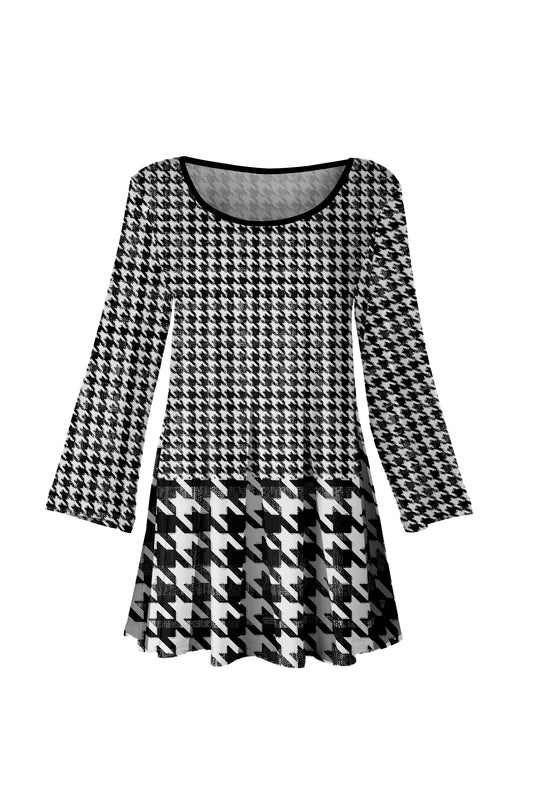 Bold Print Tunic-Black White Hundstooth
