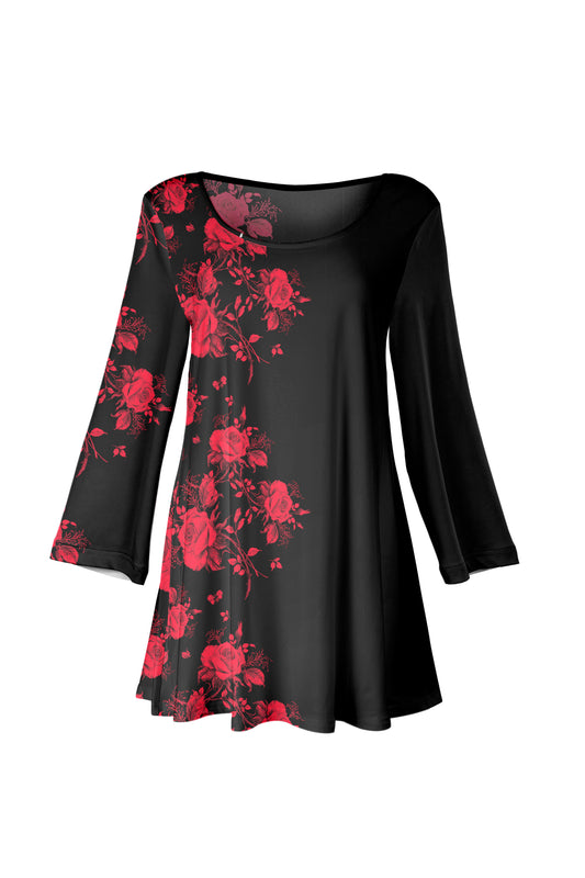 Bold Print Tunic-Black Red