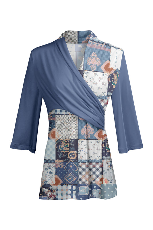 Bold Contrast Print Tunic-Blue Multi