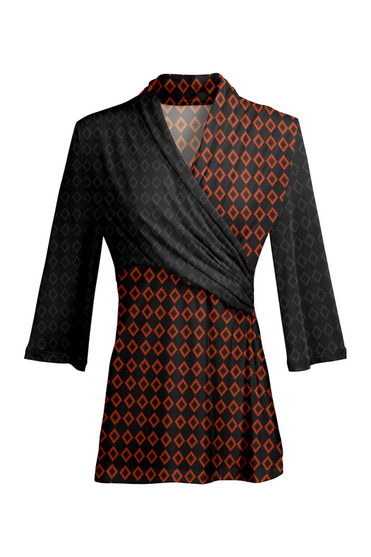 Bold Contrast Print Tunic-Red Black