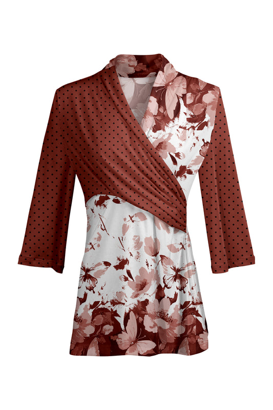 Bold Contrast Print Tunic-Rust Red White