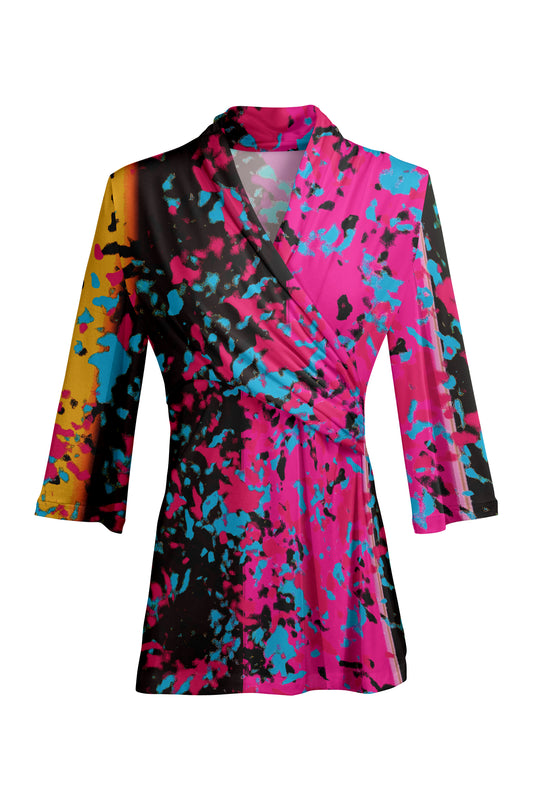 Bold Contrast Print Tunic-Black Turquoise Multi