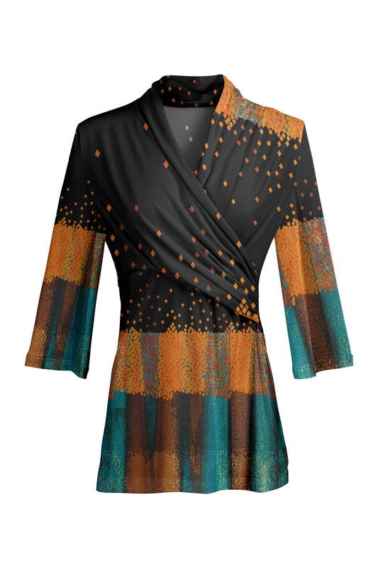 Bold Contrast Print Tunic-Black Yellow