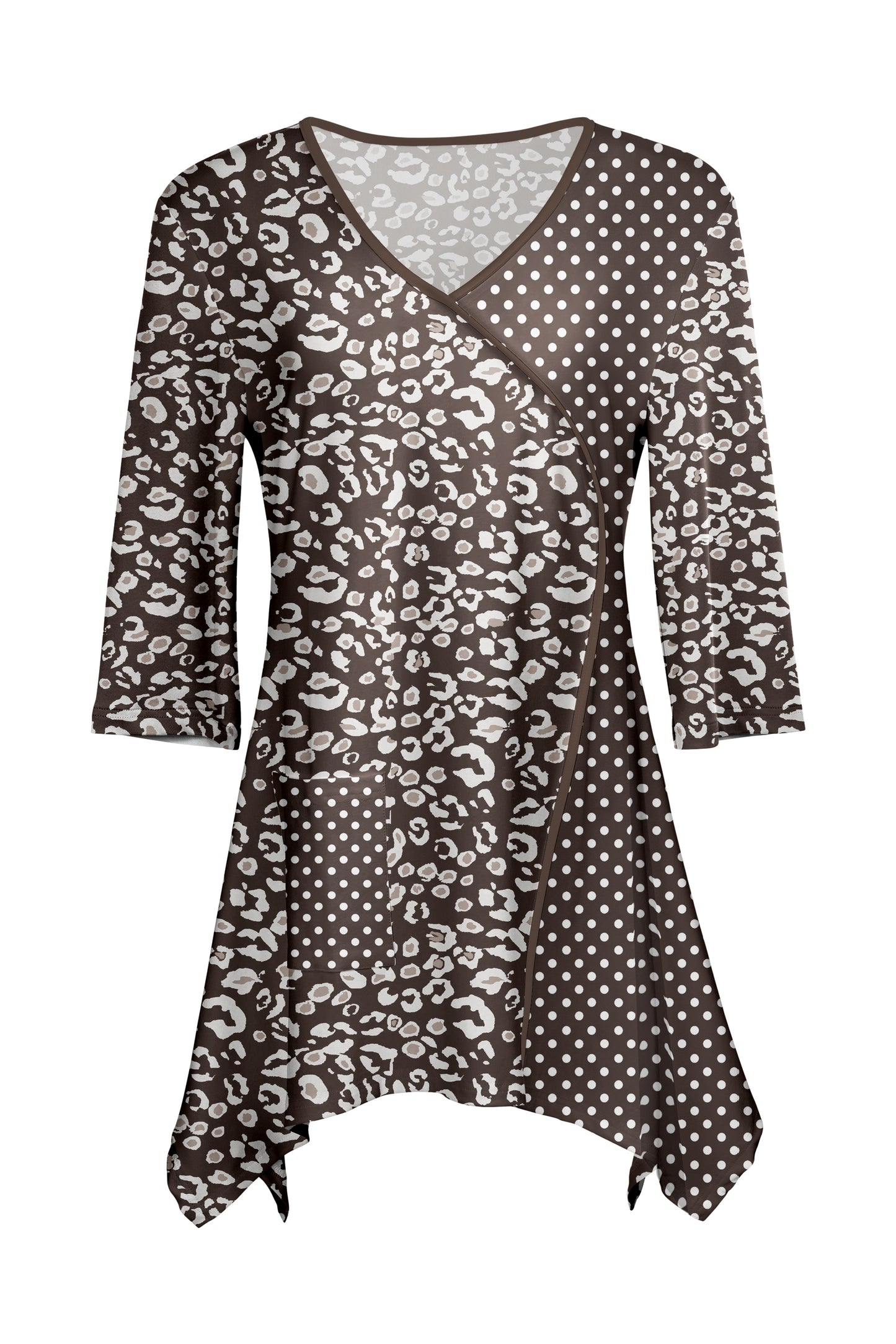 Contrast Patch Front Tunic-Blue Multi