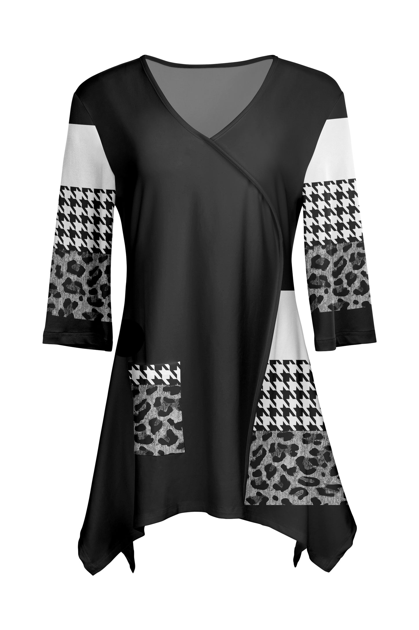 Contrast Patch Front Tunic-Blue Multi
