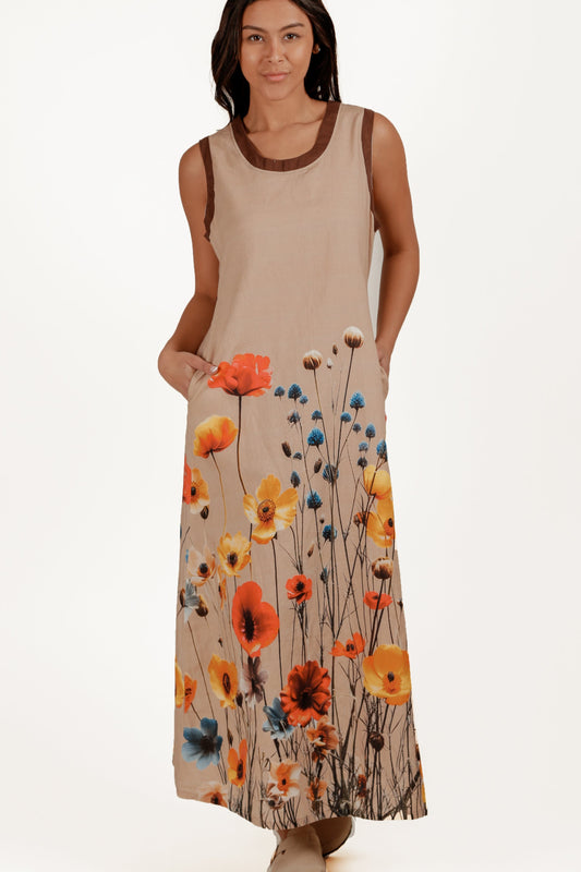 100% Linen A-Line Maxi Dress (sku# LN2400023-2)