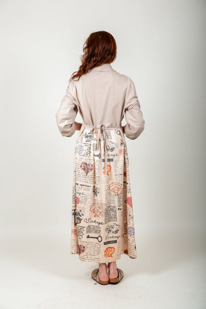 Wildflower Charm Cotton Maxi Dress (D240019T Navy )