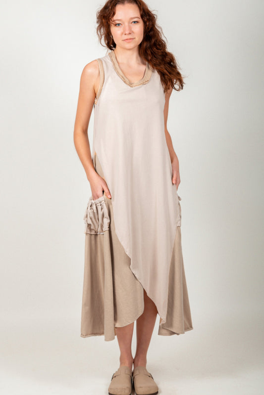 Desert Glow Vintage Maxi Dress ( sku #LN240029T CHAMPAGNE  )