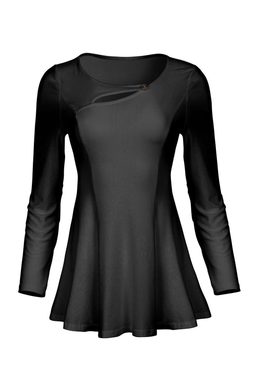 3-Piece Patched Front Tunic-Black