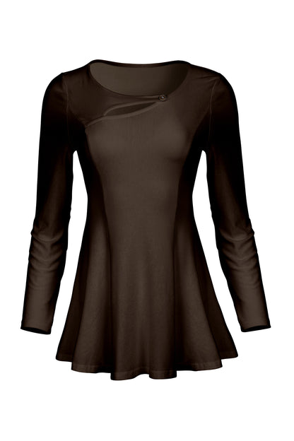 3-Piece Patched Front Tunic-Brown Multi