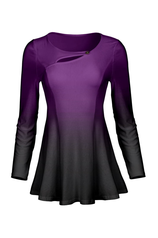 3-Piece Patched Front Tunic-Black Purple