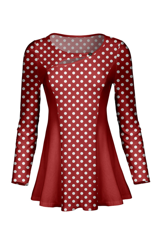 3-Piece Patched Front Tunic-Red White