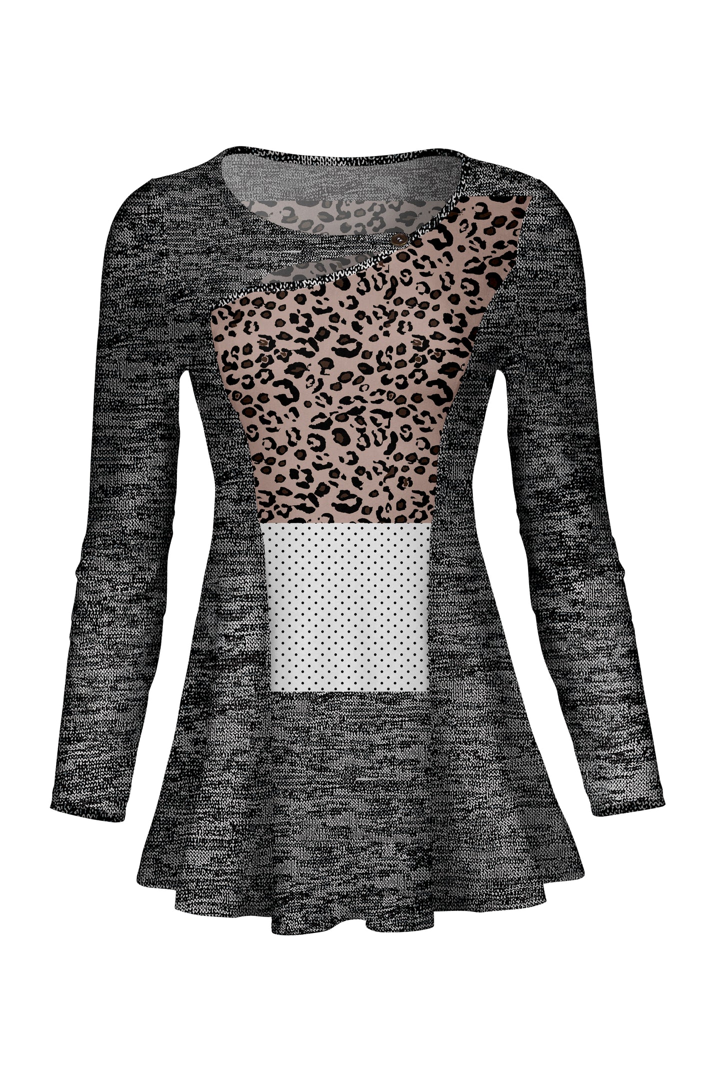 3-Piece Patched Front Tunic-Red Black