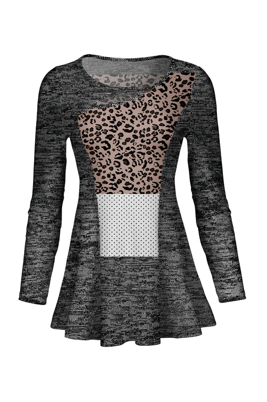 3-Piece Patched Front Tunic-Grey White