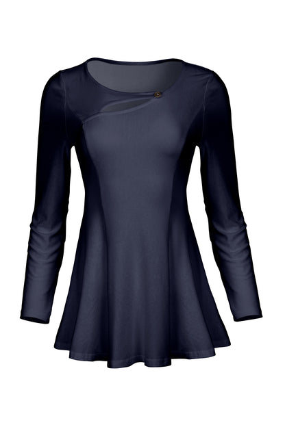 3-Piece Patched Front Tunic-Brown Multi