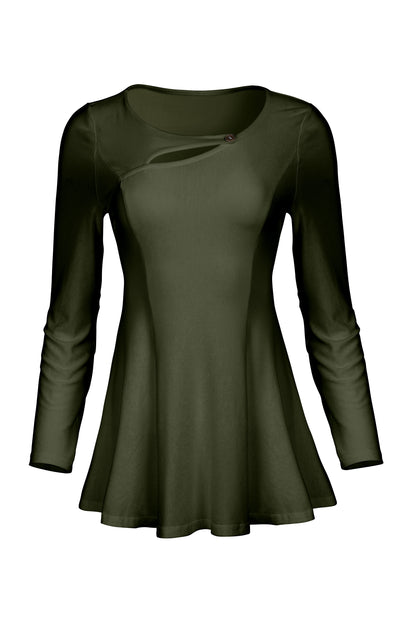 3-Piece Patched Front Tunic-Brown Multi