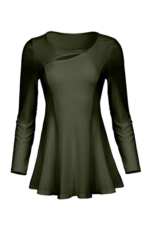 3-Piece Patched Front Tunic-Olive