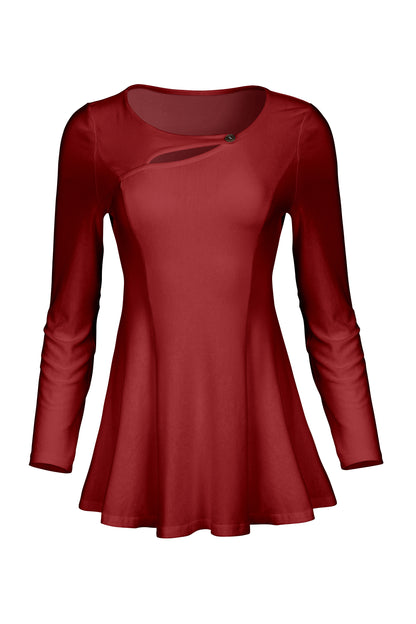 3-Piece Patched Front Tunic-Brown Multi