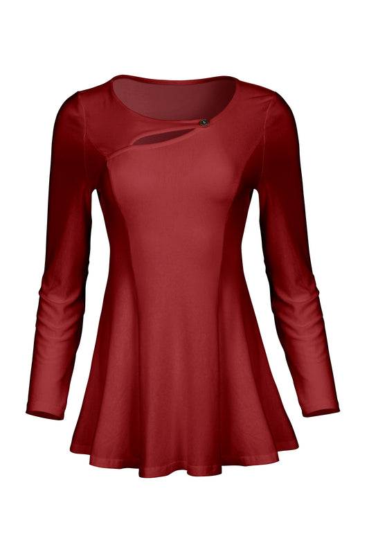 3-Piece Patched Front Tunic-Red
