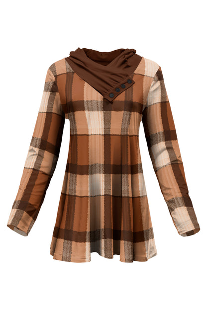 Classic Button-Collar Knit Tunic-Orange Black