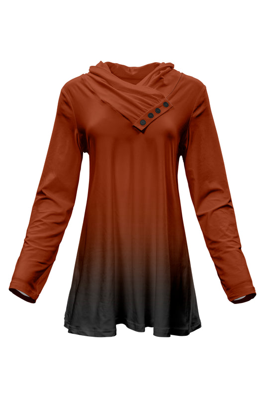 Classic Buttons Collar Tunic- Red Black Gradien