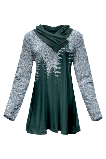 Classic Buttons Collar Tunic- Grey Green