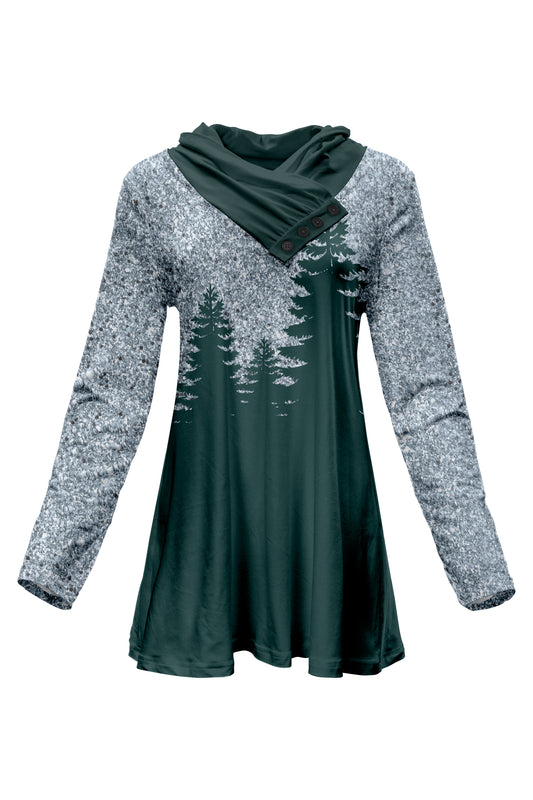 Classic Buttons Collar Tunic- Grey Green