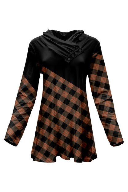 Classic Button-Collar Knit Tunic-Orange Black
