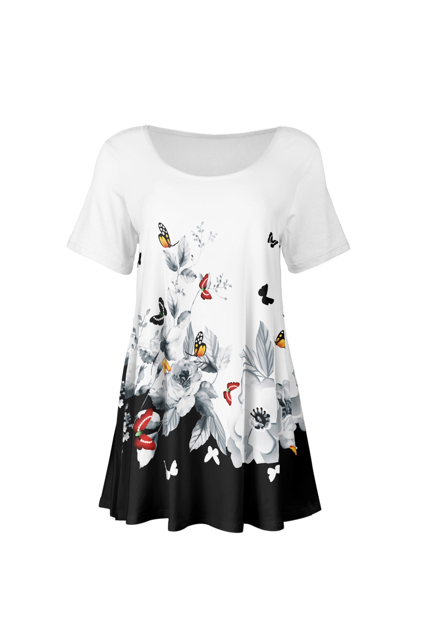 Short SleevesTunic with beautiful prints-Black Gold Floral
