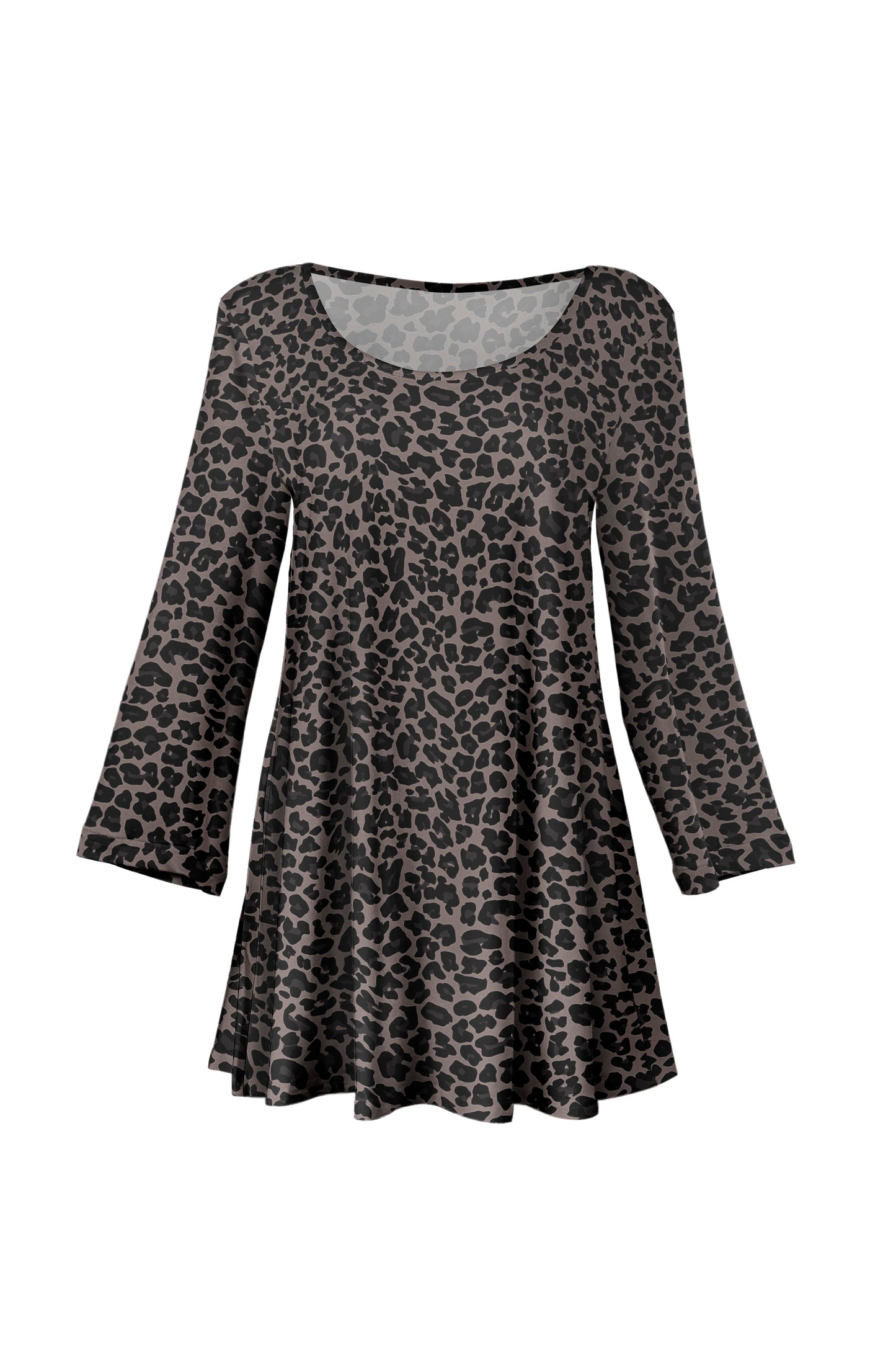 Bold Print Flowy Hem Tunic-Black Grey
