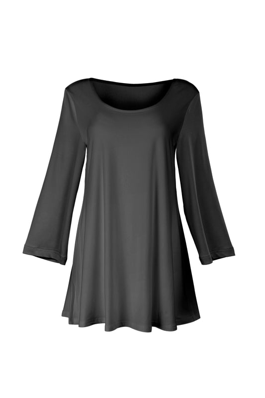 Everyday Solid Knit Tunic-Black