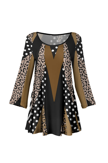 Bold Print Flowy Hem Tunic-Burgendy Pink Floral