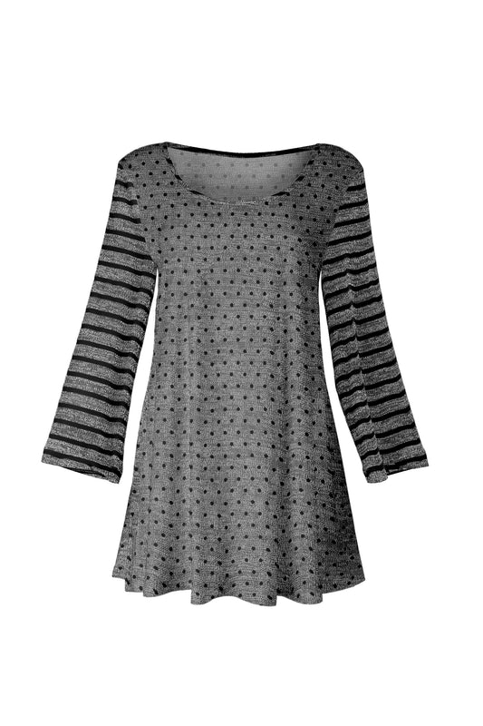 Bold Print Flowy Hem Tunic-Black Grey