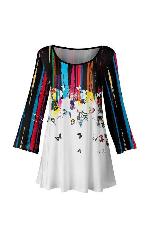 Bold Print Tunic-Black Multi
