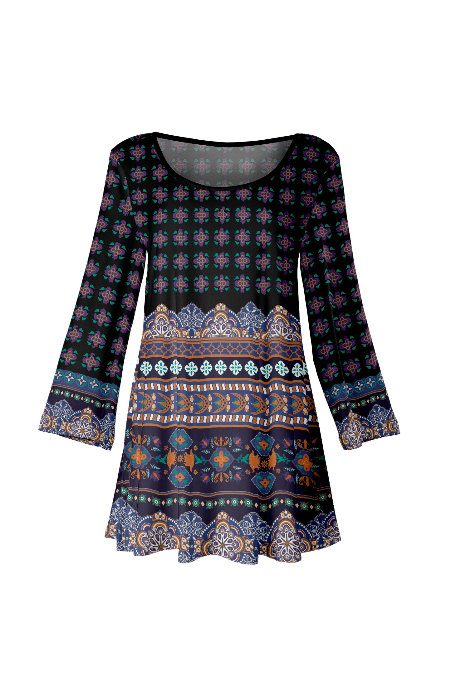 Bold Print Tunic-Black Red White