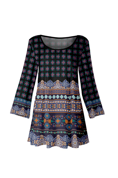 Bold Print Tunic-Black Red White