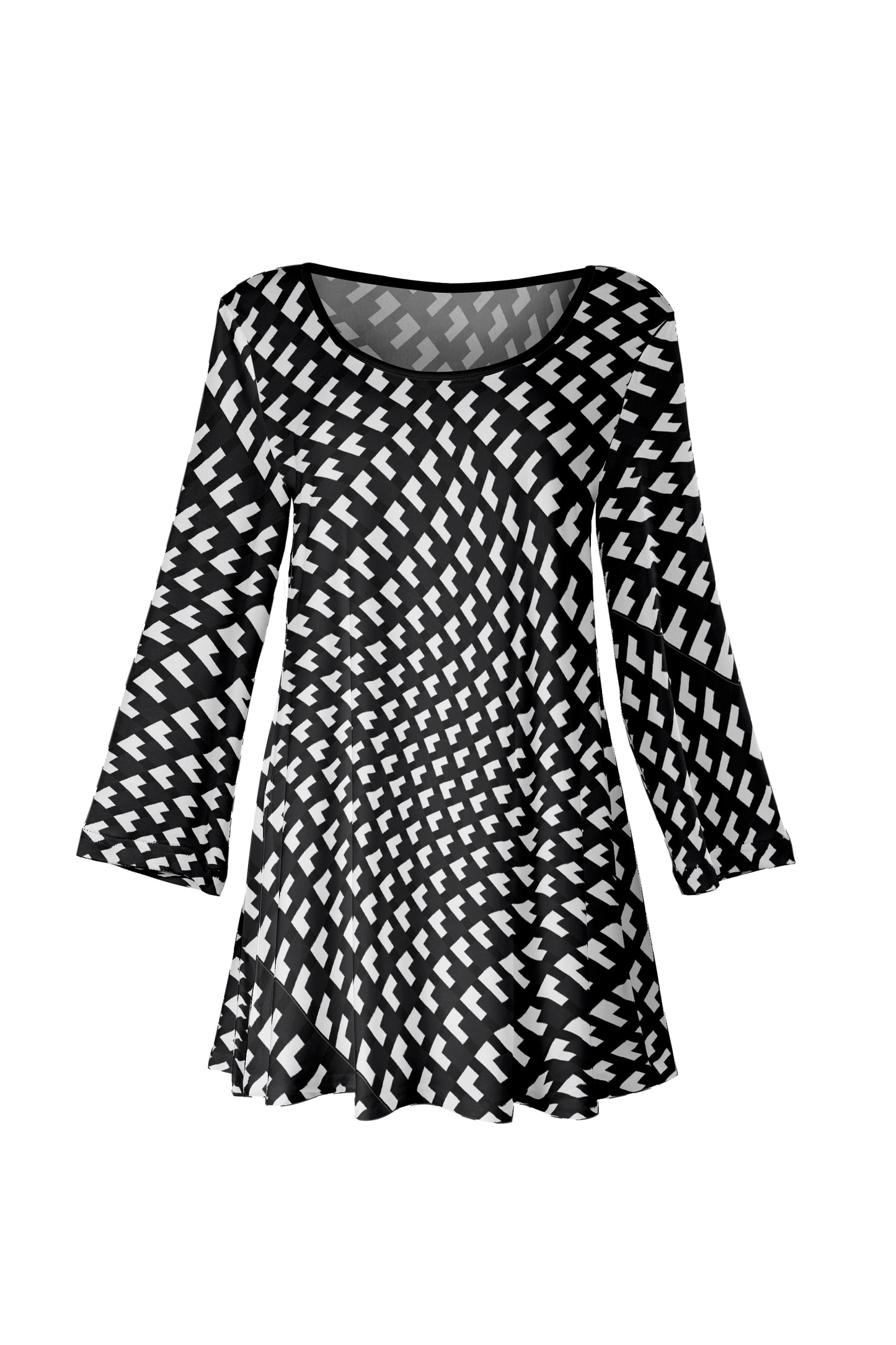 Bold Print Flowy Hem Tunic-Burgendy Pink Floral