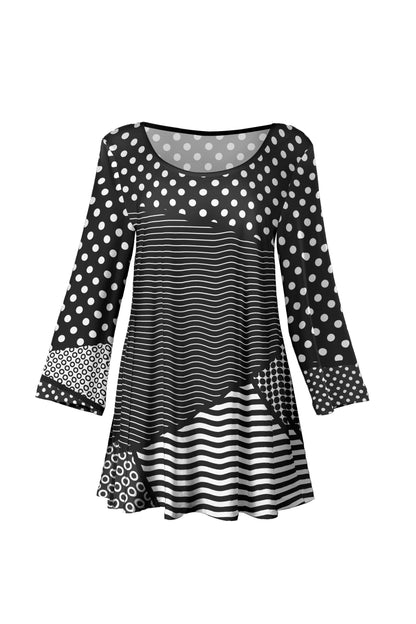 Bold Print Tunic-Black Red Floral