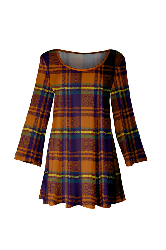 Holiday Tunics-Orange Purple Plaids