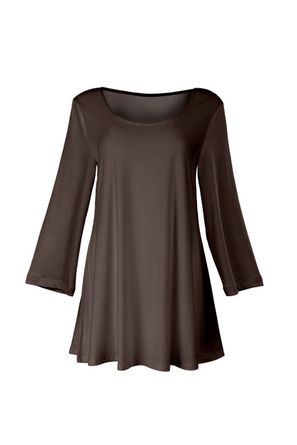 Everyday Solid Knit Tunic-Brown