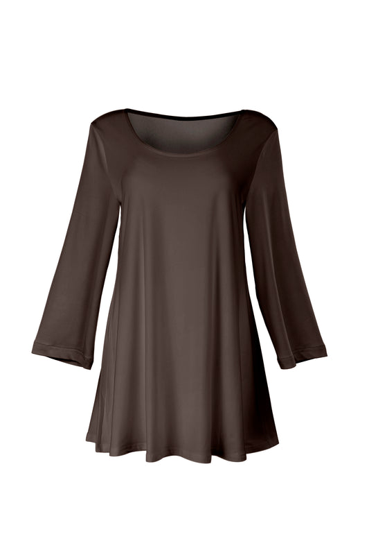 Everyday Solid Knit Tunic-Brown