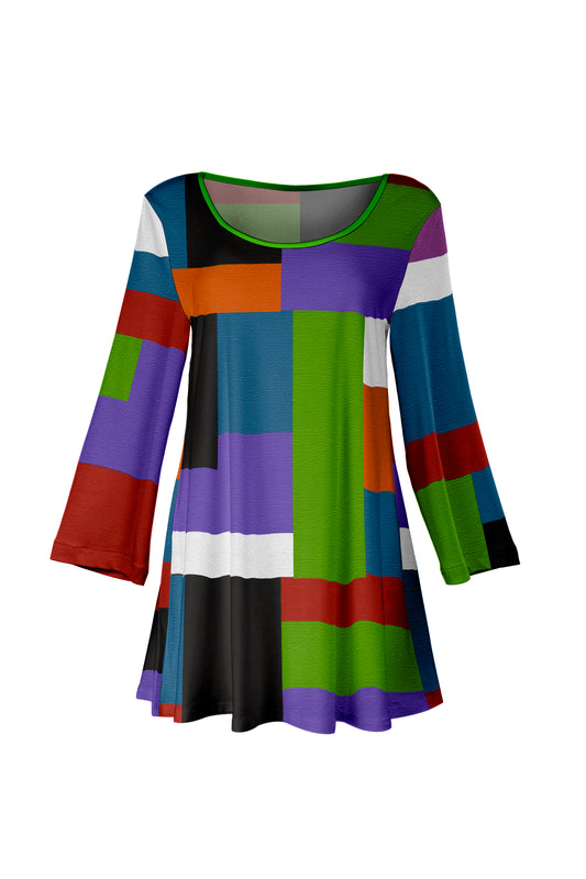 Bold Prints Tunic-Purple Green Multi
