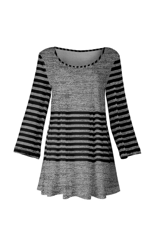 Bold Print Flowy Hem Tunic-Black Grey