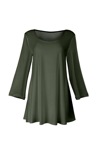Everyday Solid Knit Tunic-Brown